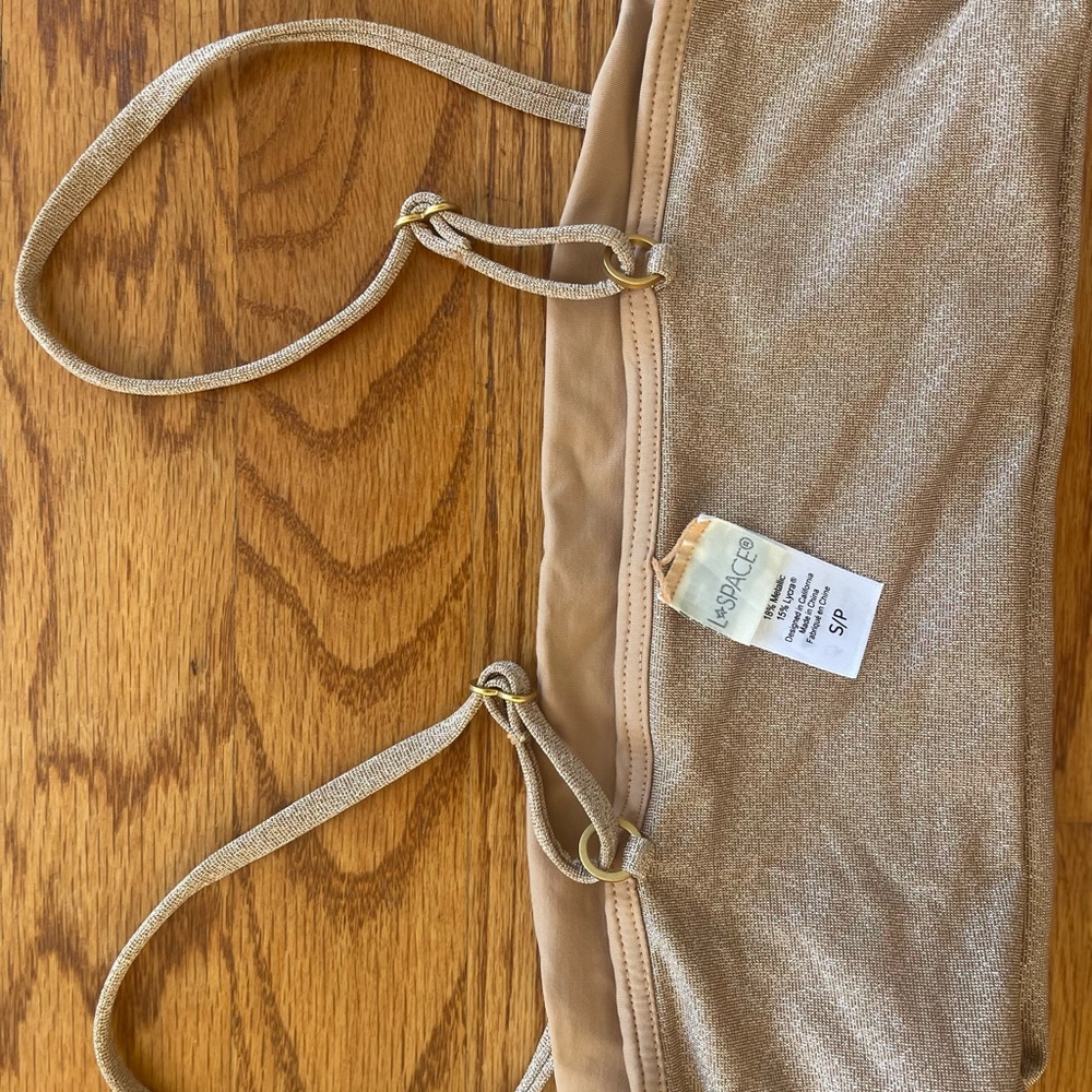 Never worn LSpace Shimmer Rebel Bikini Top and Bottom in Champagne